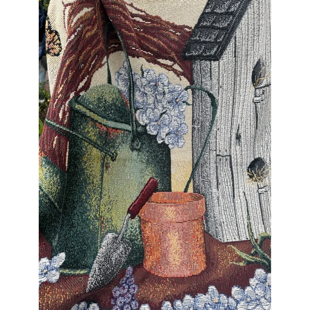 Tapestry Throw Blanket 48x60 Multicolor Garden Floral Birdhouse Gift for Mom